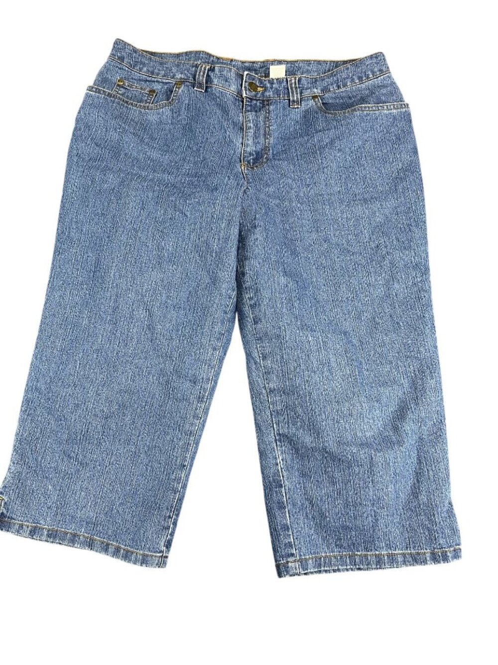 Kim Rogers Petite 14P Blue Denim Capri Pants Mid-Rise Womens